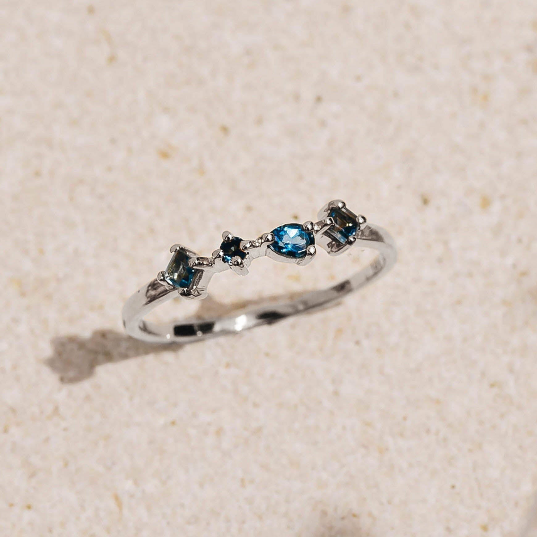 White Gold London Blue Topaz Ring - Ilse Luxe | Linjer Jewelry