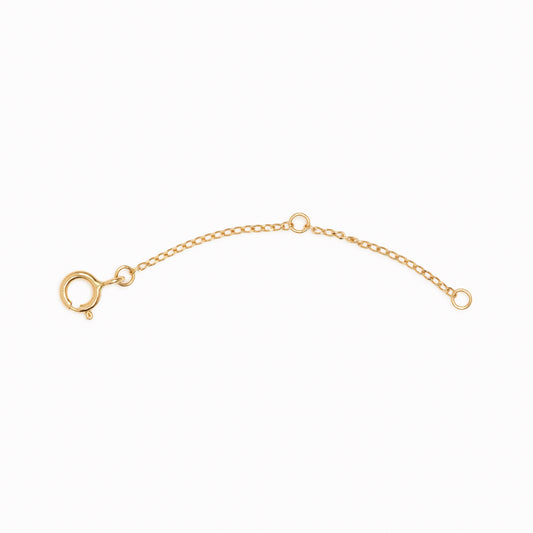 14k Gold Necklace Extender (2 inches) with three loop chain tail and spring clasp on a white background