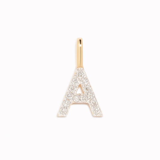 Diamond Initial Pendant 14k Gold - A with brilliant diamonds displayed on a clean white background