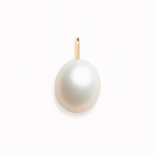 Pearl Charm 14k Gold featuring a single lustrous rice pearl pendant set in 14k yellow gold on a white background