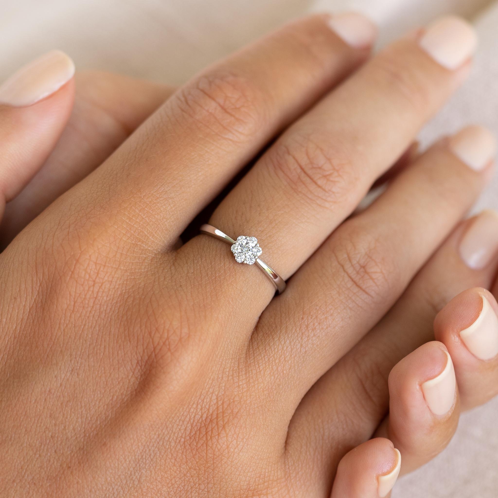 Round Cluster Diamond Ring White Gold Talia Linjer Jewelry