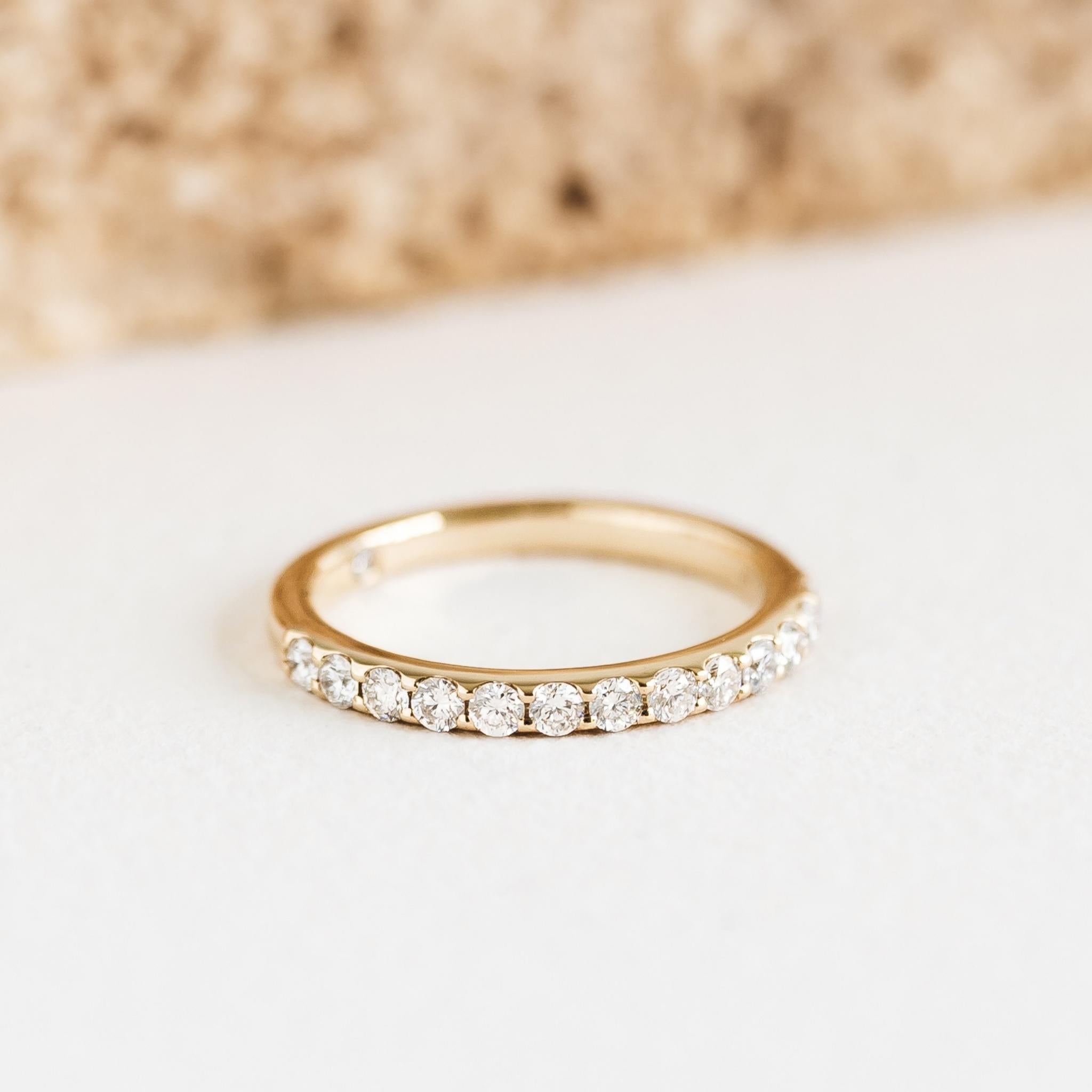 Lab Grown Diamond Half Eternity Ring 14k Gold - Isa | Linjer Jewelry