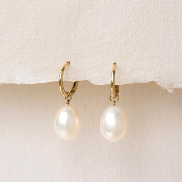 Linjer Mother of Pearl Earrings - Gold Vermeil