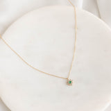 Emerald Flower Pendant Necklace 14k Gold - Inga