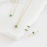 Trio Emerald Stud Earrings 14k Gold - Yara
