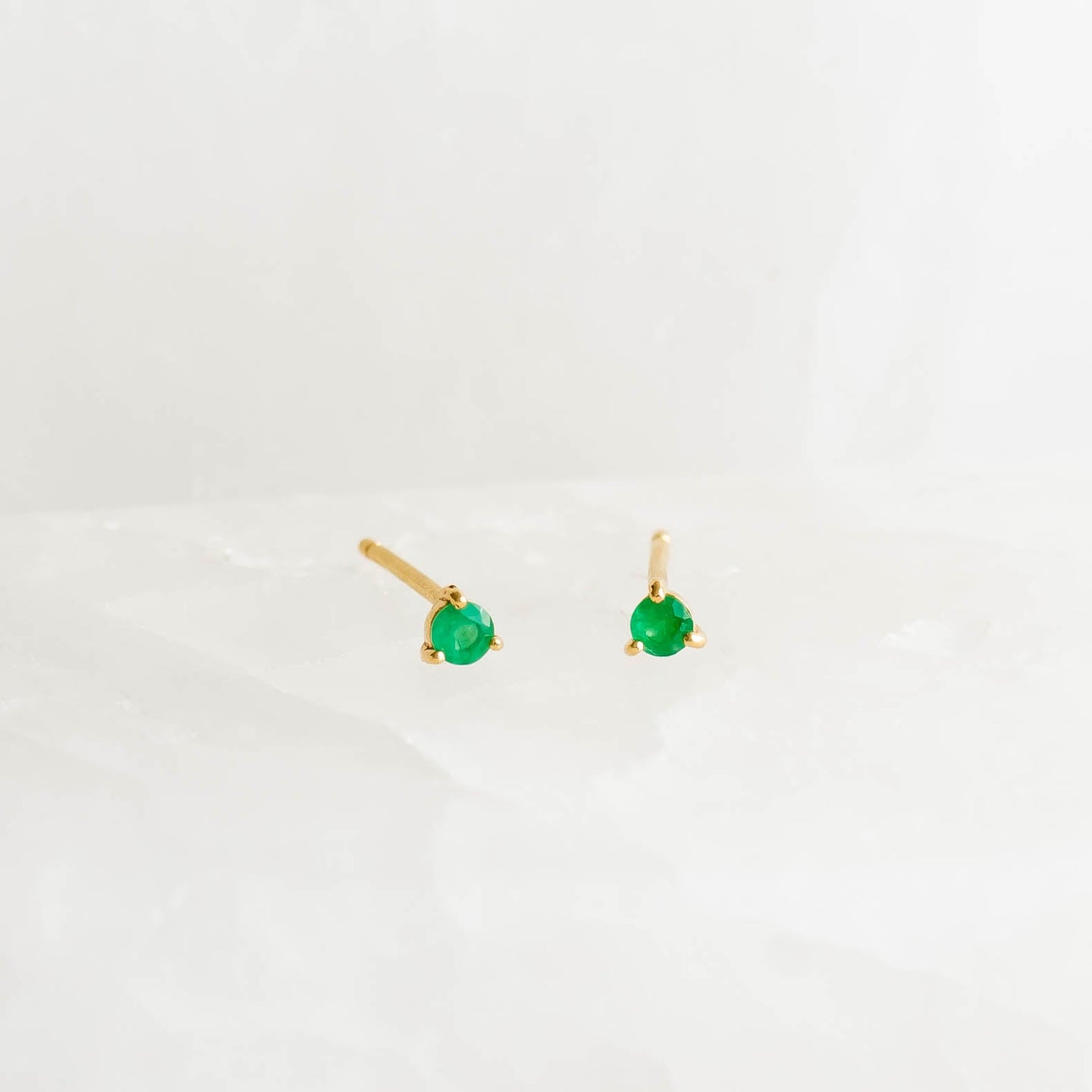 Emerald Stud Earrings 14k Gold - Valentina