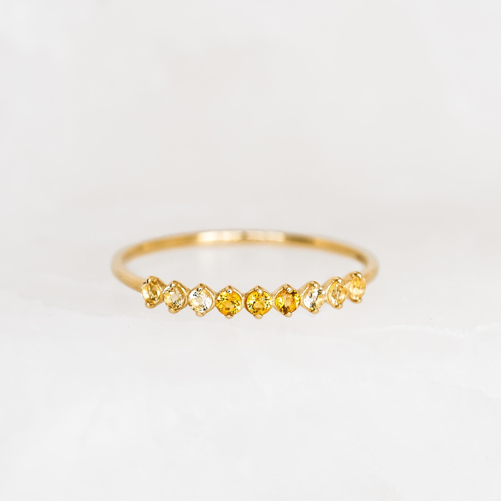 November Birthstone Ring 14k Gold Ombre Citrine Linjer Jewelry