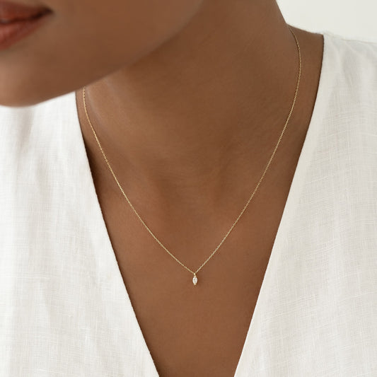 Marquise Lab Grown Diamond Necklace 14k Gold - Aletta