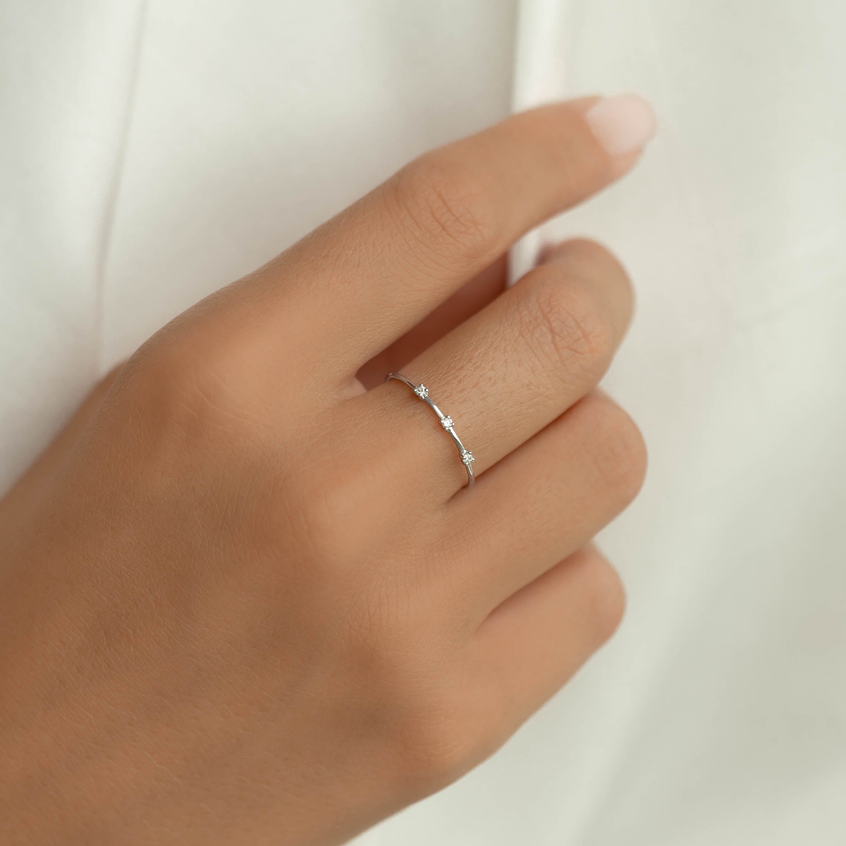 Three Stone Lab Grown Diamond Ring White Gold - Estelle | Linjer
