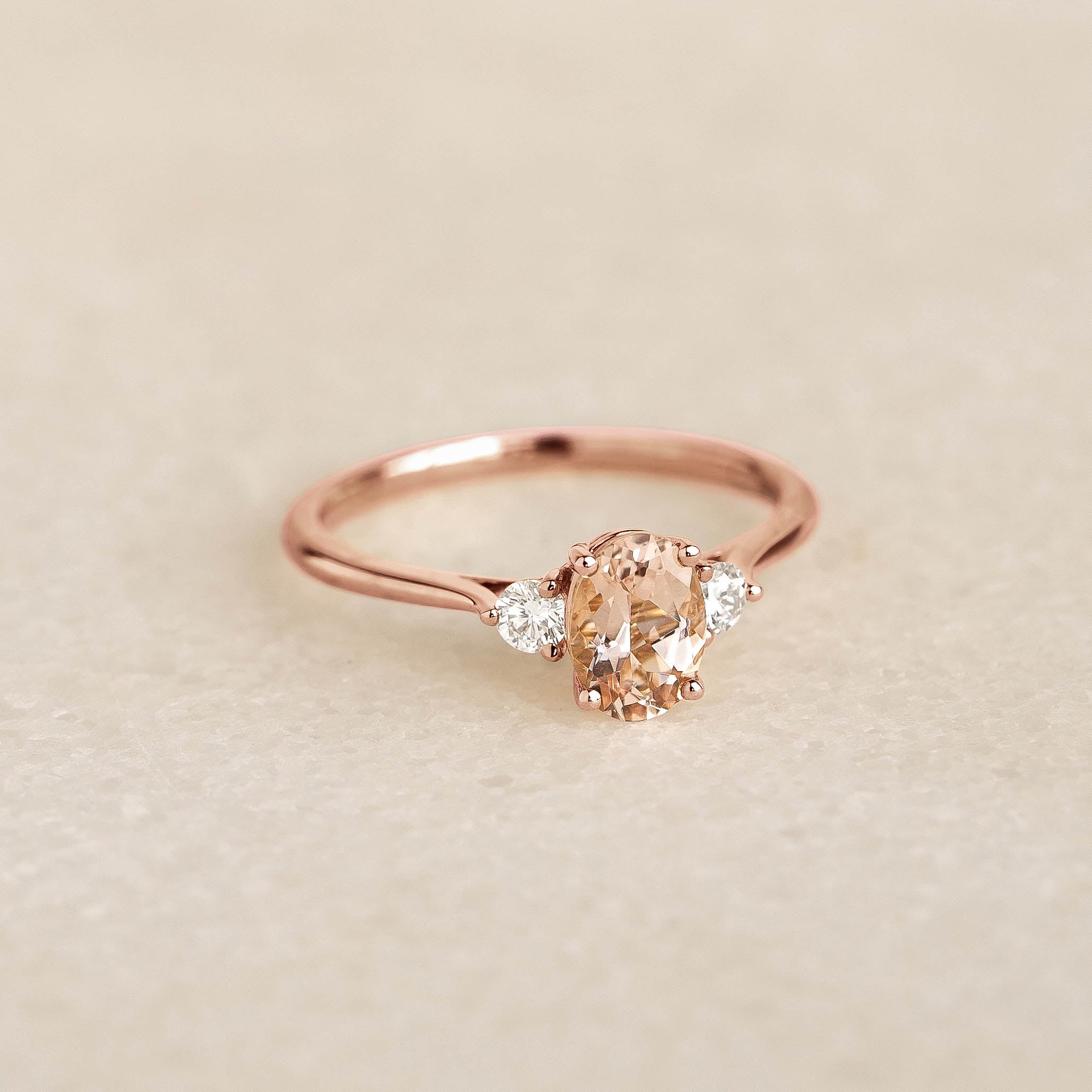 Morganite and Diamond Ring Rose Gold Kindra Linjer Jewelry