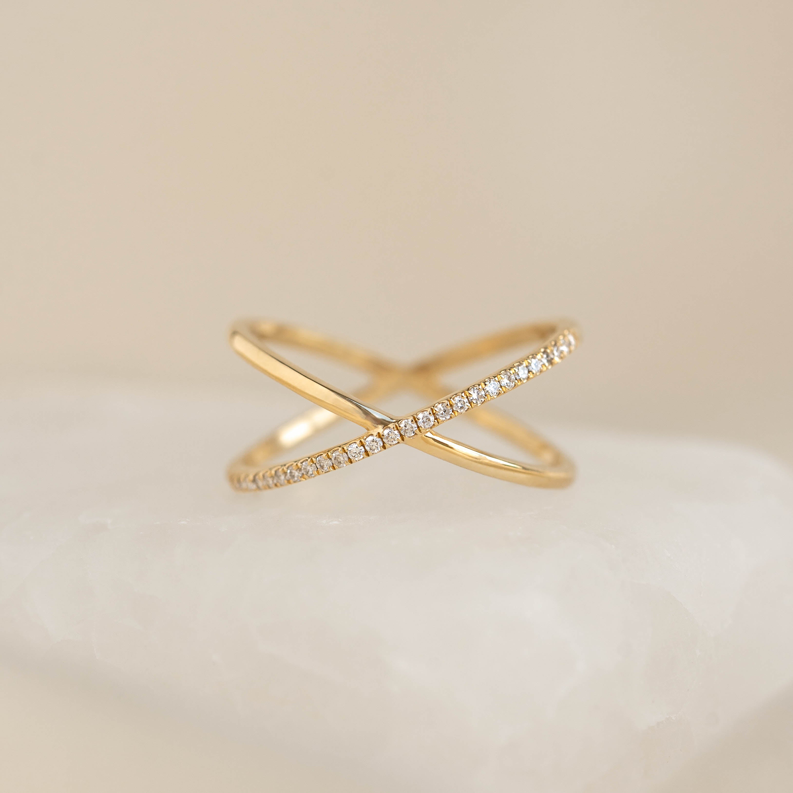 Criss Cross Half Eternity Diamond Ring Nuria Linjer Jewelry