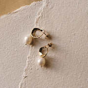 Pearl Drop Earrings with organic shape made in gold vermeil
