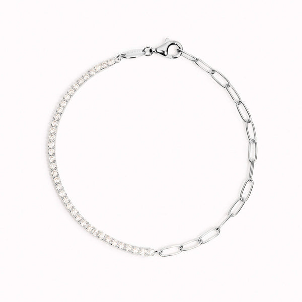 Silver Tennis Bracelet (Half) - White