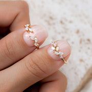 Two cubic zirconia leaf rings in gold vermeil