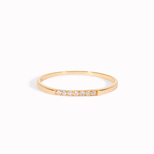 Half eternity ring with pave lab grown diamonds on a 14k gold band