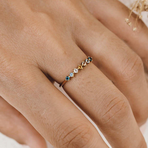 Multi Gemstone Ring - Helene | Linjer Jewelry