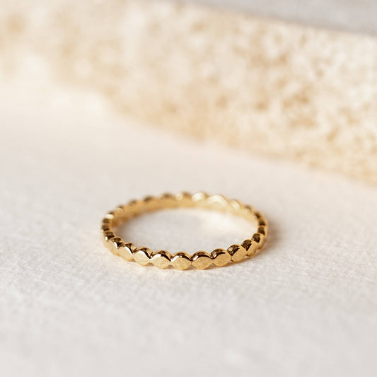Beaded ring in gold vermeil