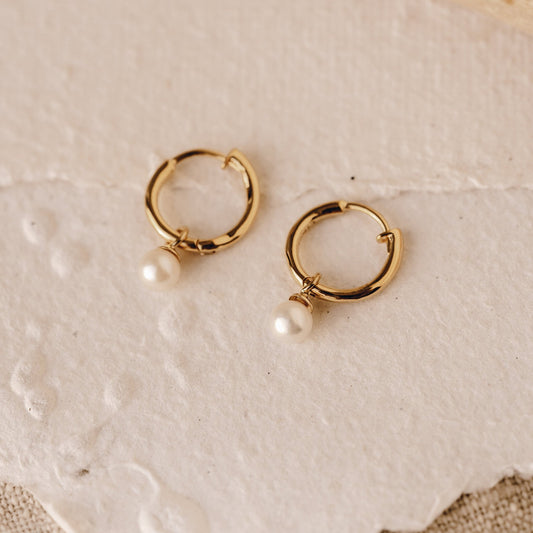 Pearl huggie earrings in gold vermeil with mini freshwater pearls