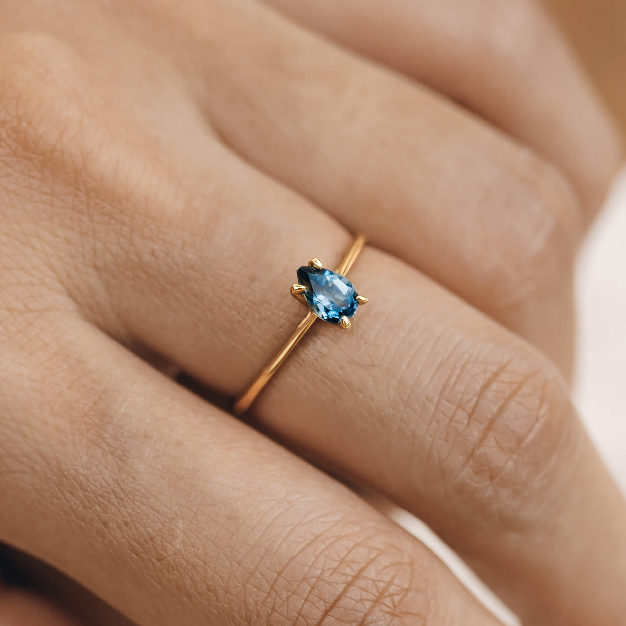 Pear Shaped Ring London Blue Topaz Martine Linjer Jewelry