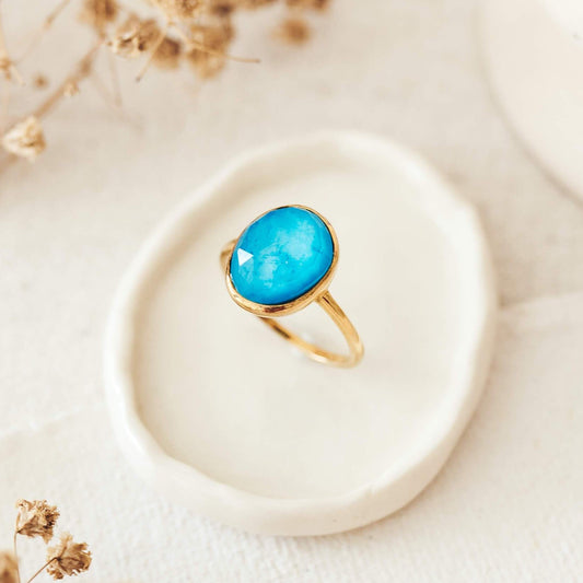 Amalfi blue gemstone statement ring in gold vermeil