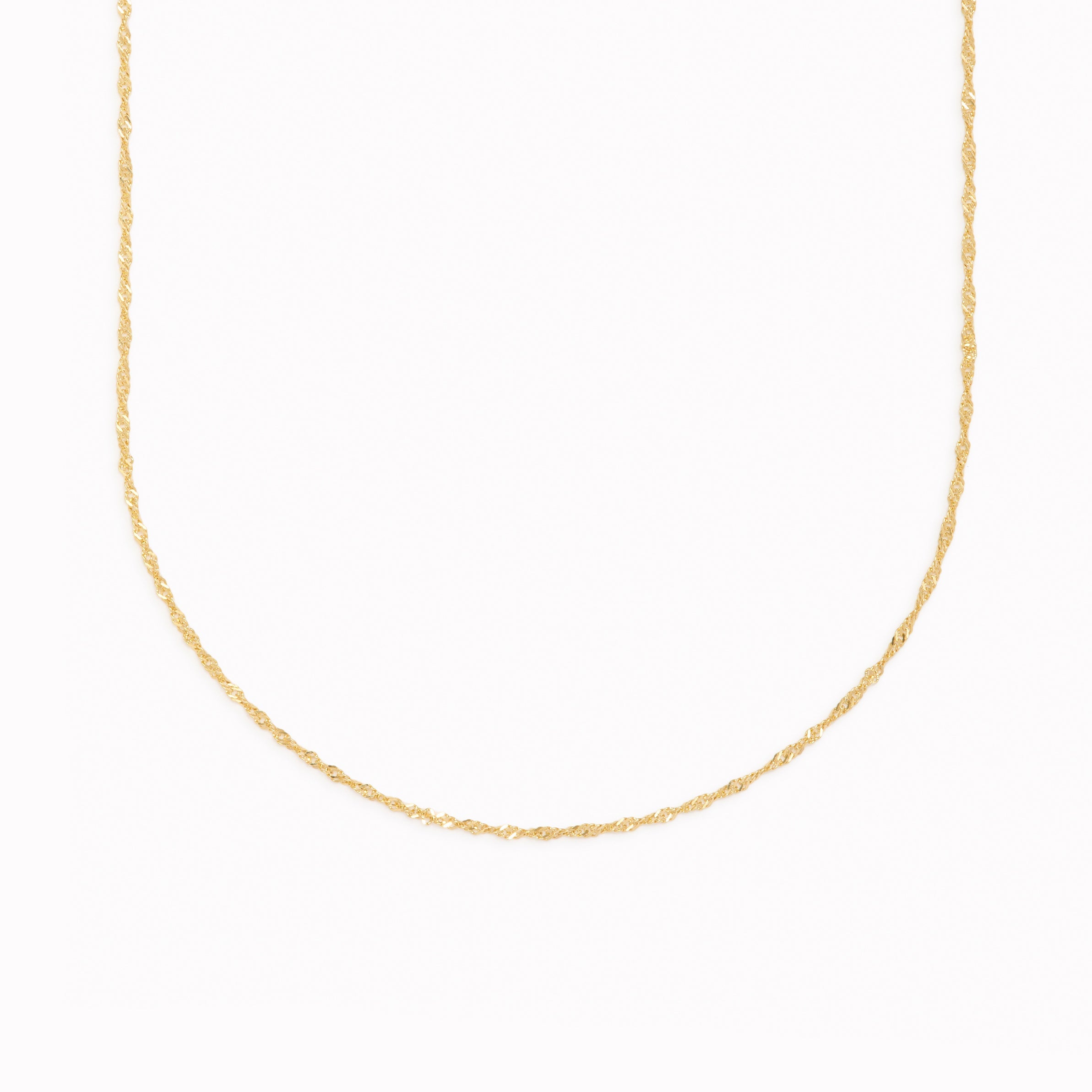 14k Gold Singapore Chain Necklace - Saskia displaying a delicate twisted design on a white background