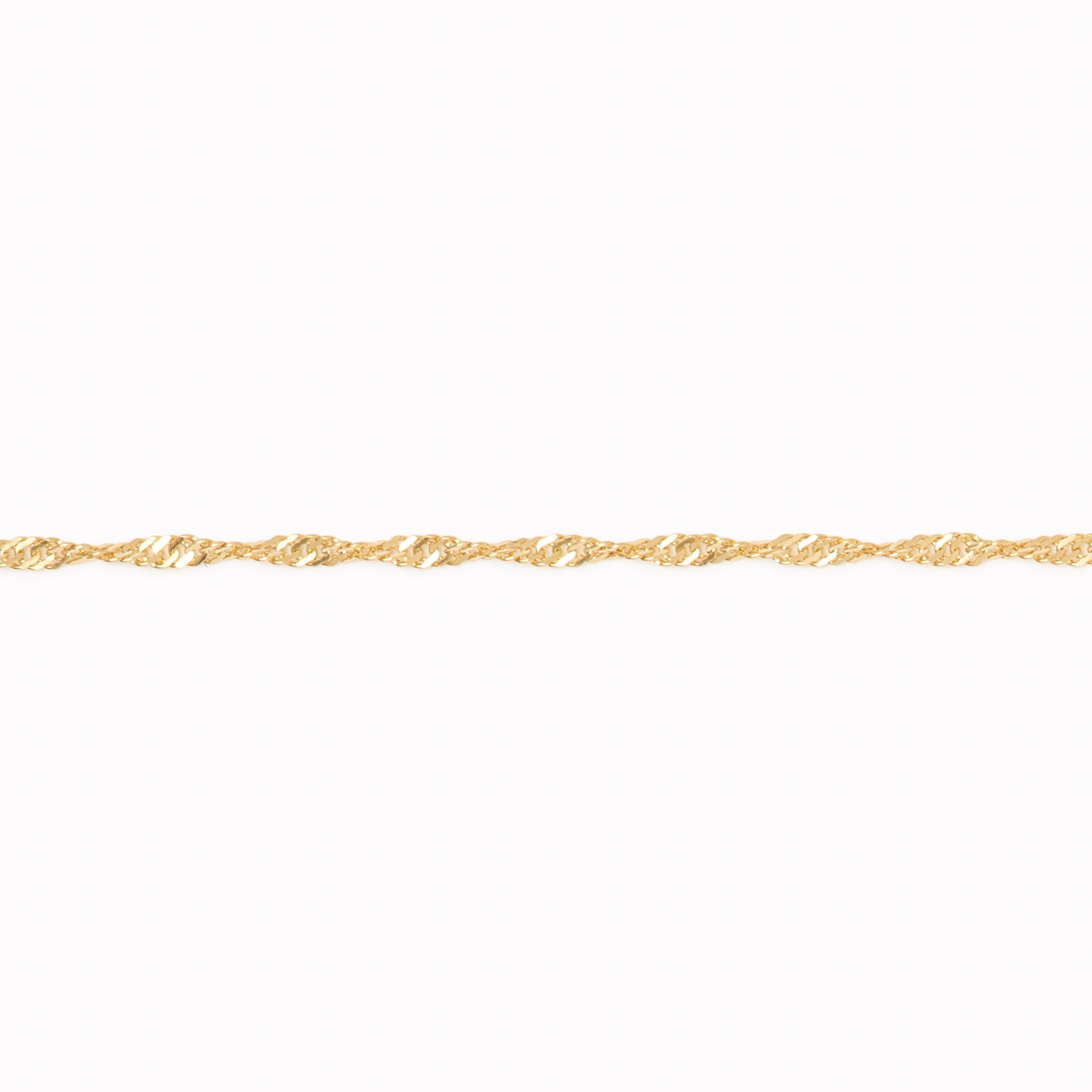 14k Gold Singapore Chain Necklace - Saskia displayed horizontally on a white background showing twist design details