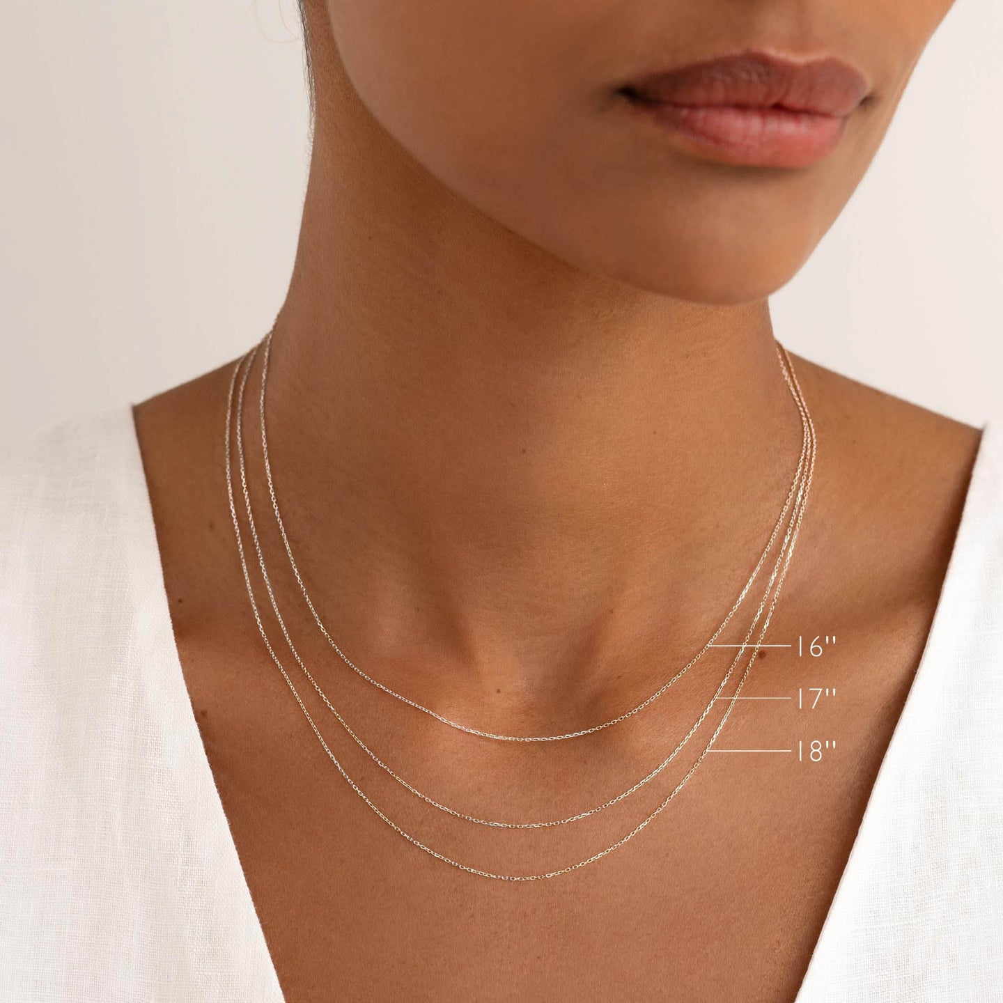 White Gold Cable Chain Necklace (16 inches) Tyra Linjer Jewelry