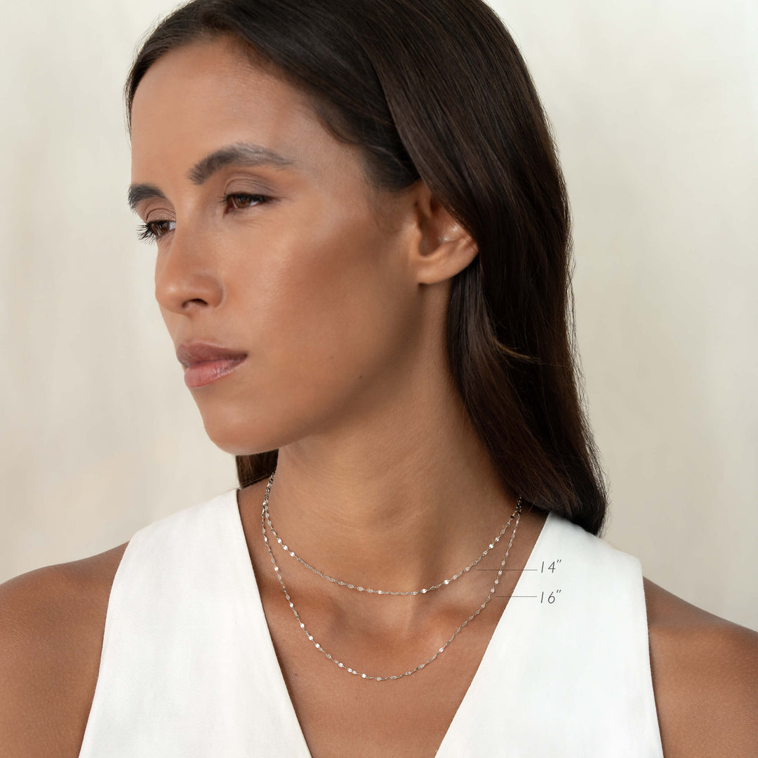14k White Gold Petal Chain Necklace - Fleur | Linjer Jewelry