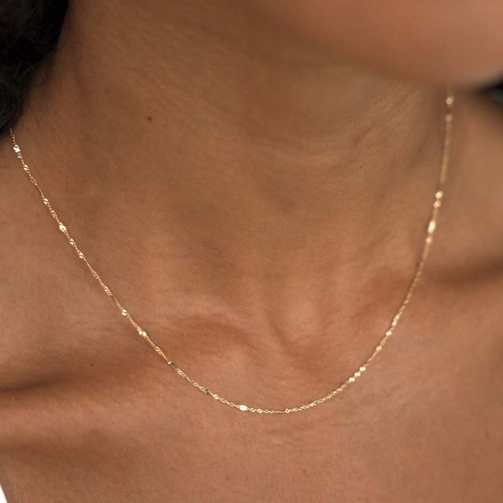 Shimmer Chain Necklace 14k Gold - Clara | Linjer Jewelry