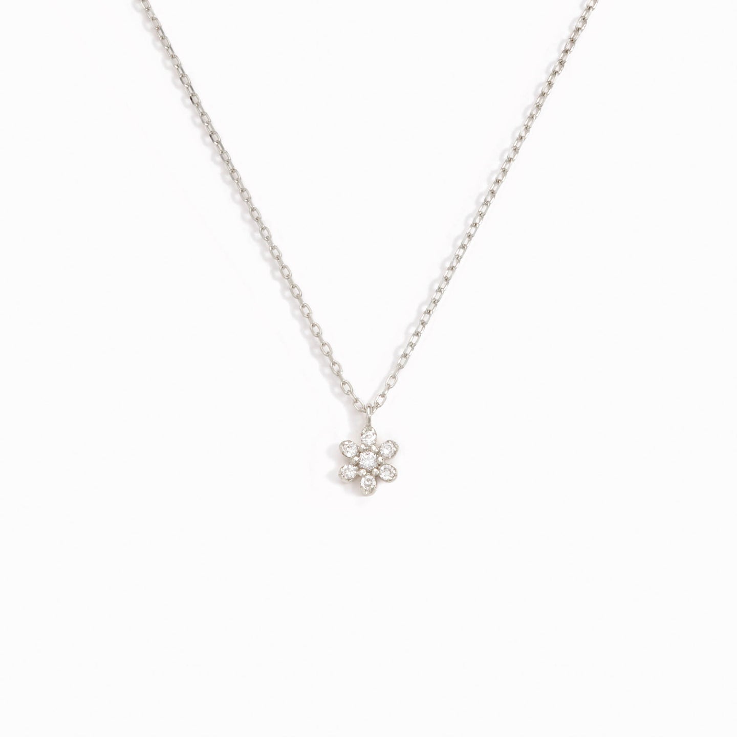 Diamond Flower Necklace White Gold - Haldis