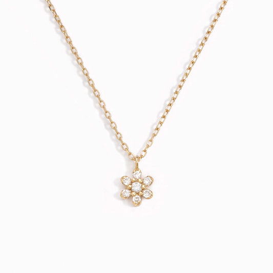 Diamond flower necklace in 14k yellow gold