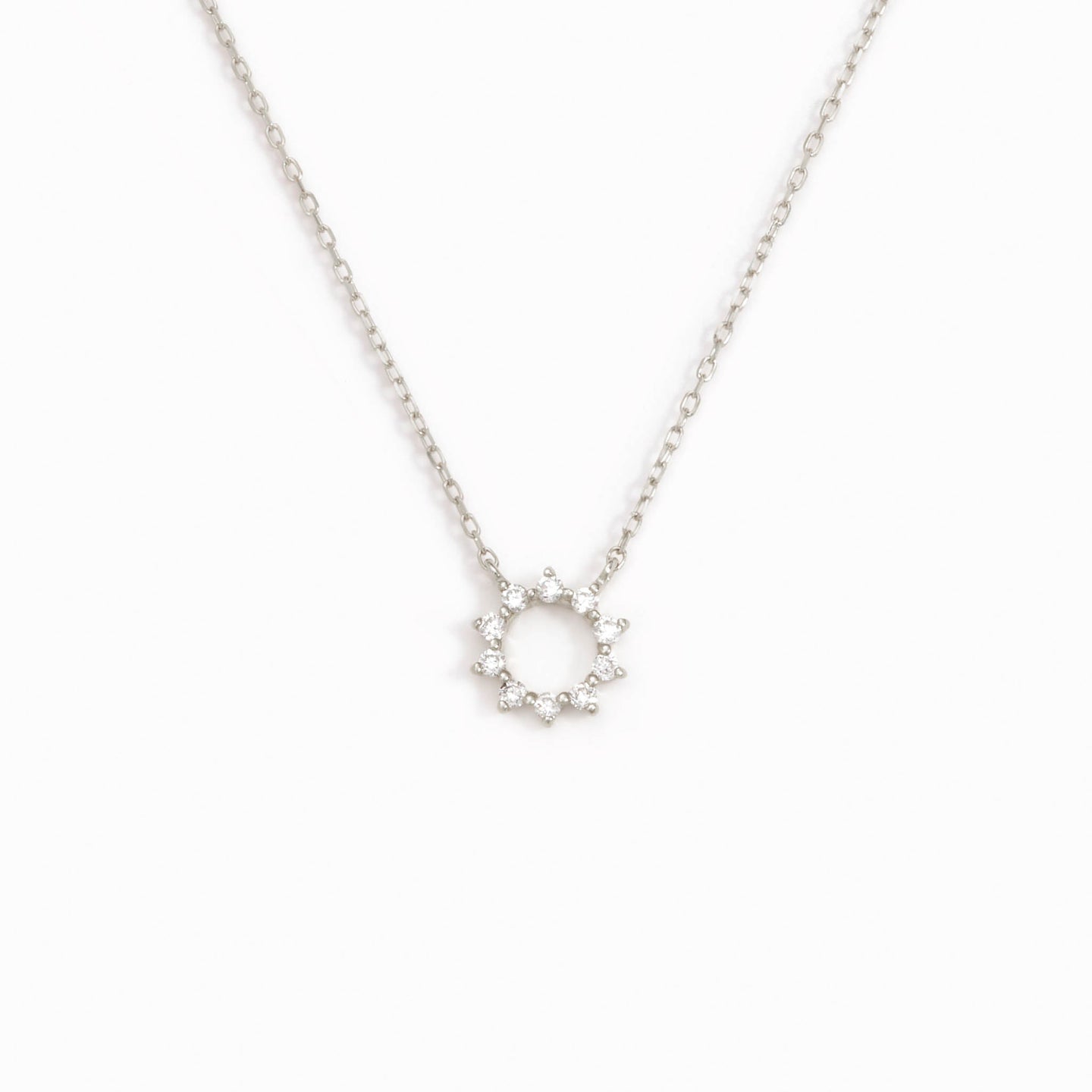 Diamond Sun Necklace White Gold - Lova