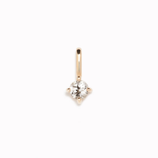 Diamond Charm 14k Gold pendant with a single round lab-grown diamond on a white background