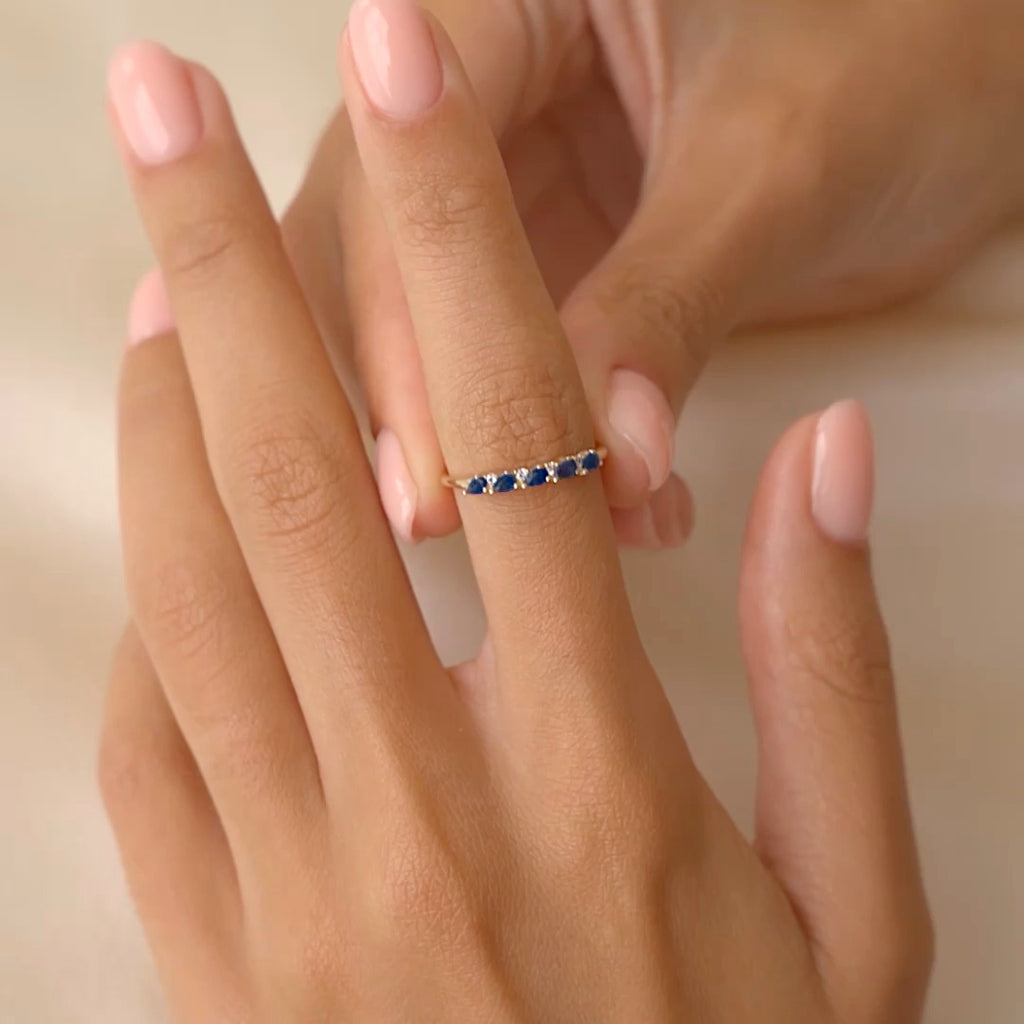 Sapphire Half Eternity Ring 14k Gold - Capriana | Linjer Jewelry