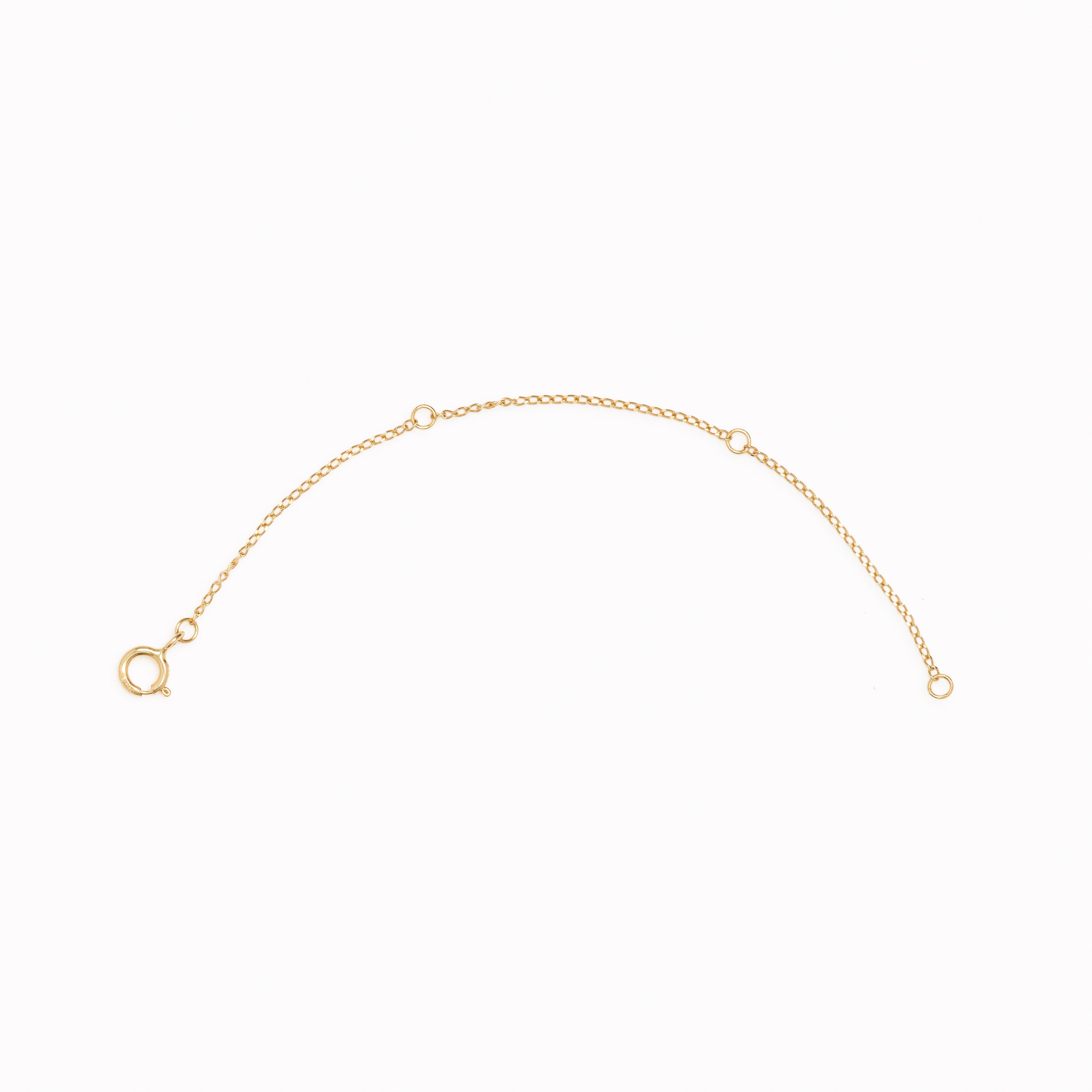 14k Gold Necklace Extender (4 inches) with four loops for adjustable length on a clean white background