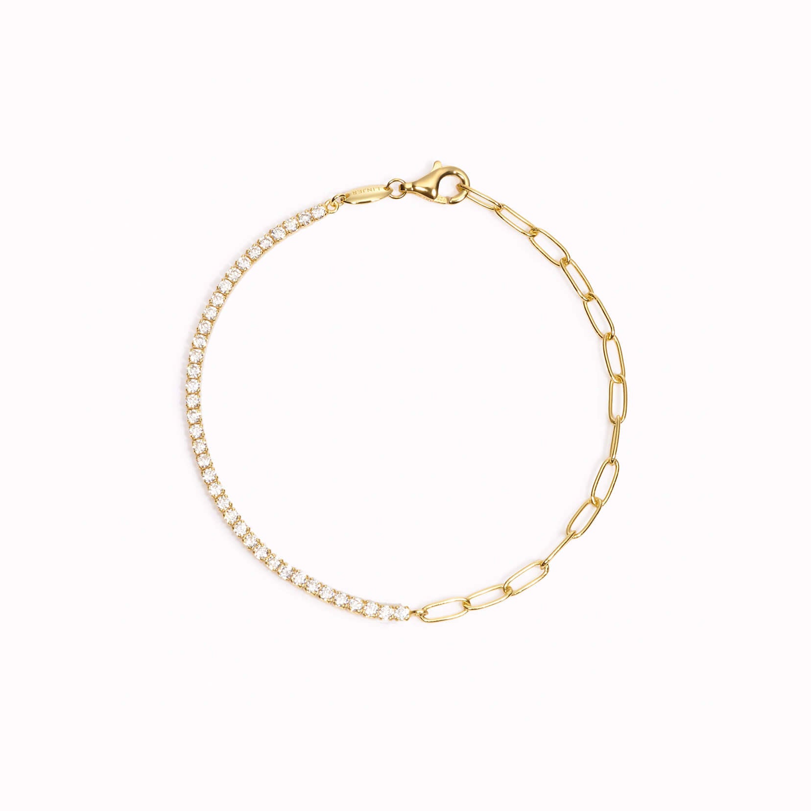 Cubic zirconia half tennis bracelet in gold vermeil