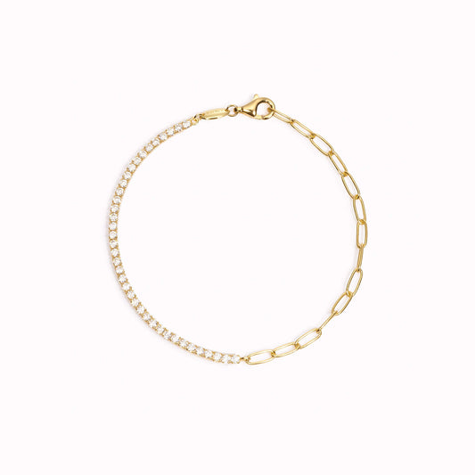 Cubic zirconia half tennis bracelet in gold vermeil