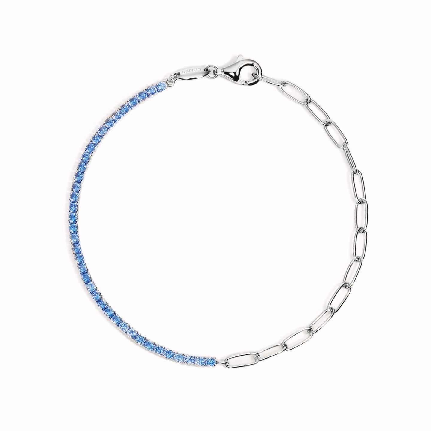 Silver Tennis Bracelet (Half) - Blue