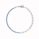 Silver Tennis Bracelet (Half) - Blue