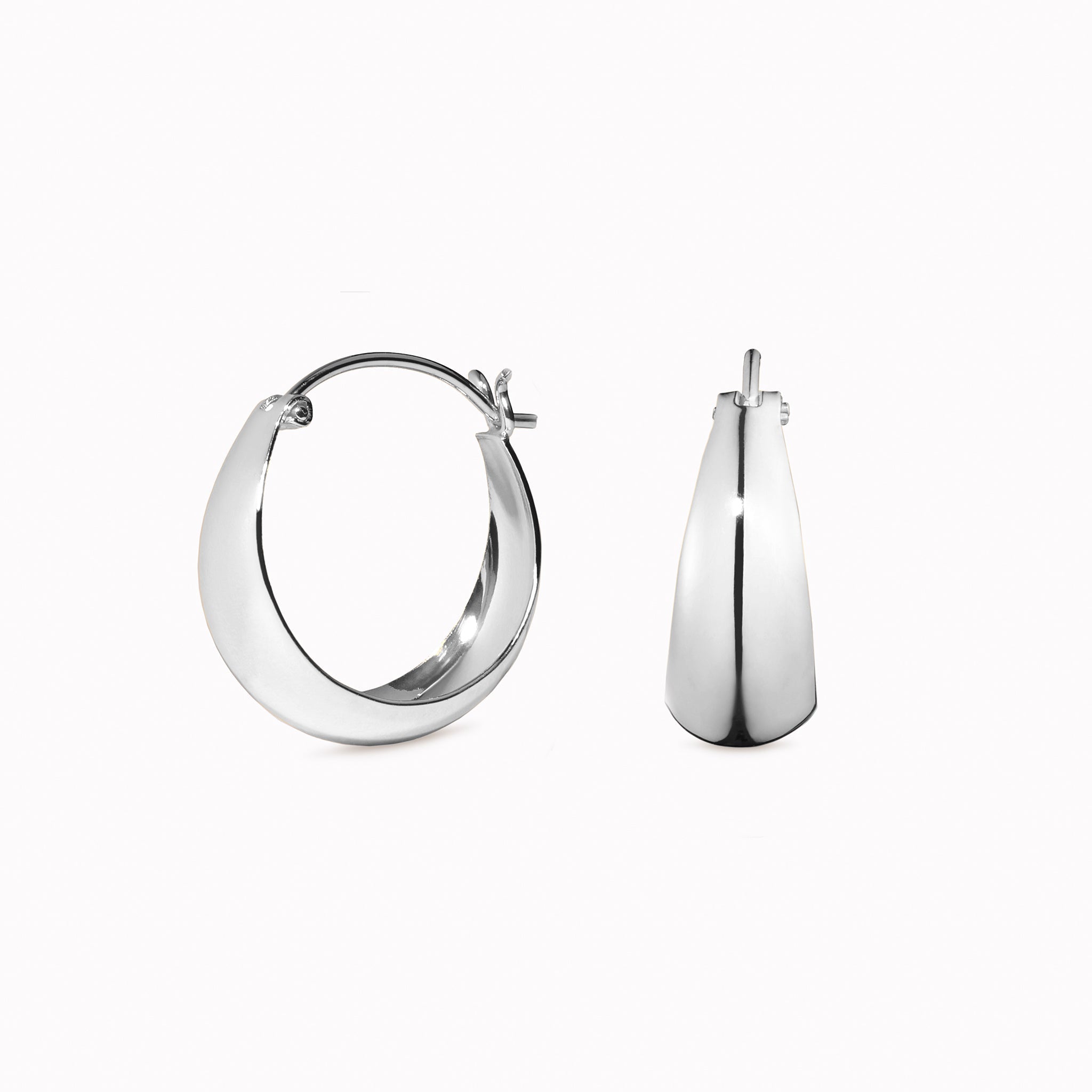 Dome hoop earrings in silver with latch back