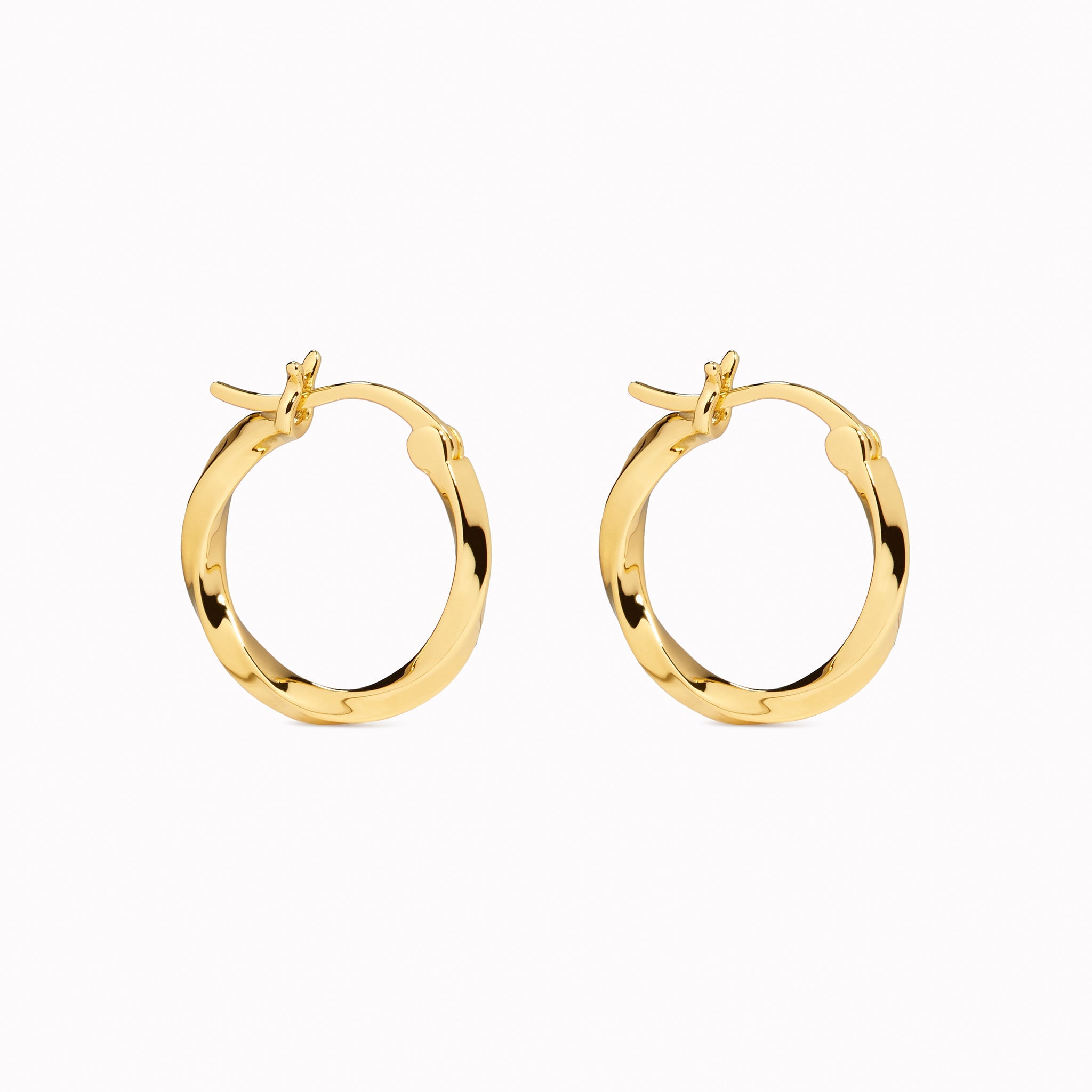 Latch back small twisted gold hoop earrings