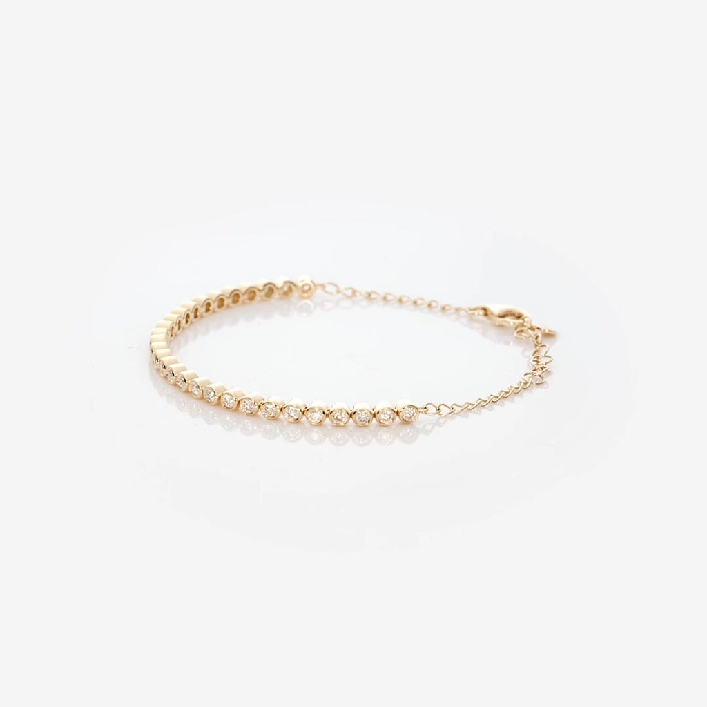 14K Gold Half Chain Tennis Diamond Bracelet