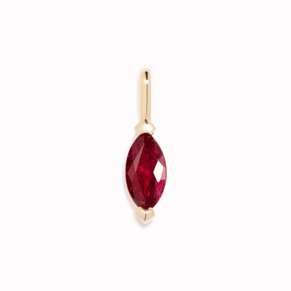 January Birthstone Pendant 14k Gold - Garnet featuring a marquise-cut garnet set in 14k gold on white background