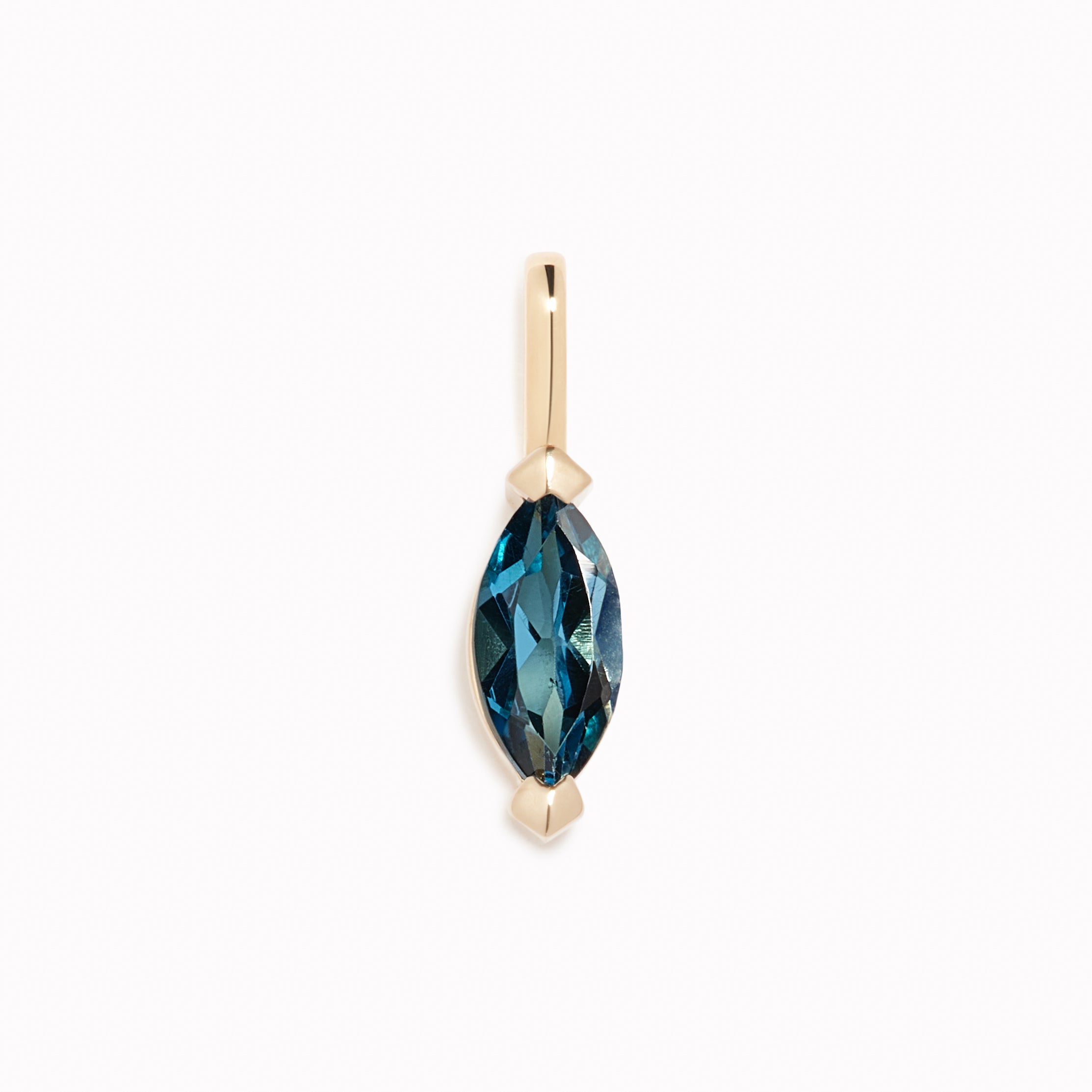 September Birthstone Pendant 14k Gold London Blue Topaz Linjer
