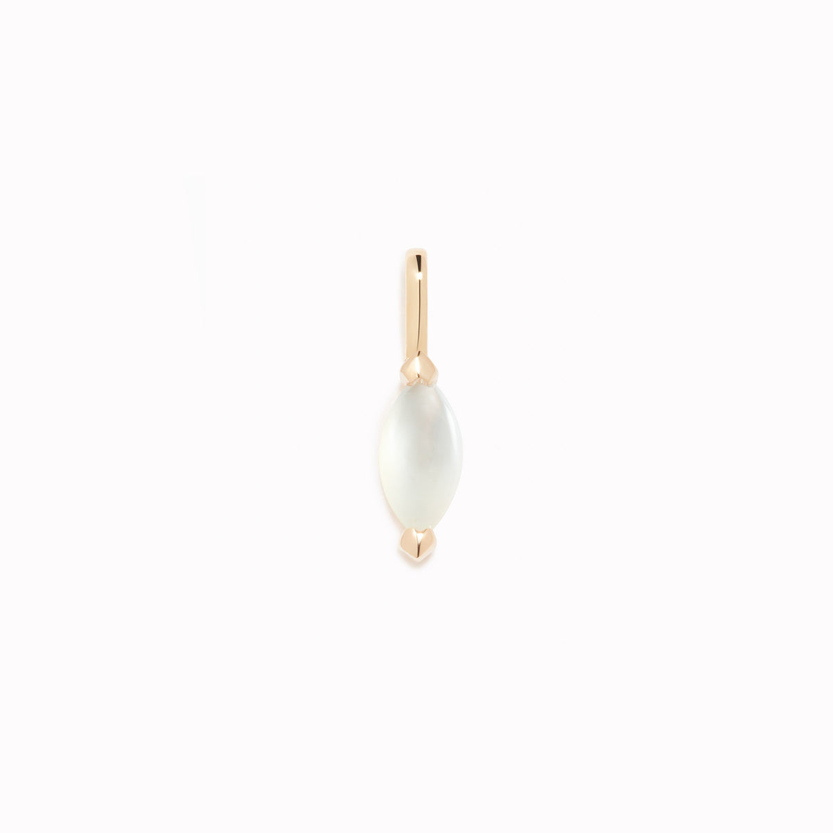 June Birthstone Pendant 14k Gold - Mother of Pearl with marquise-cut mother of pearl set in 14k gold on white background