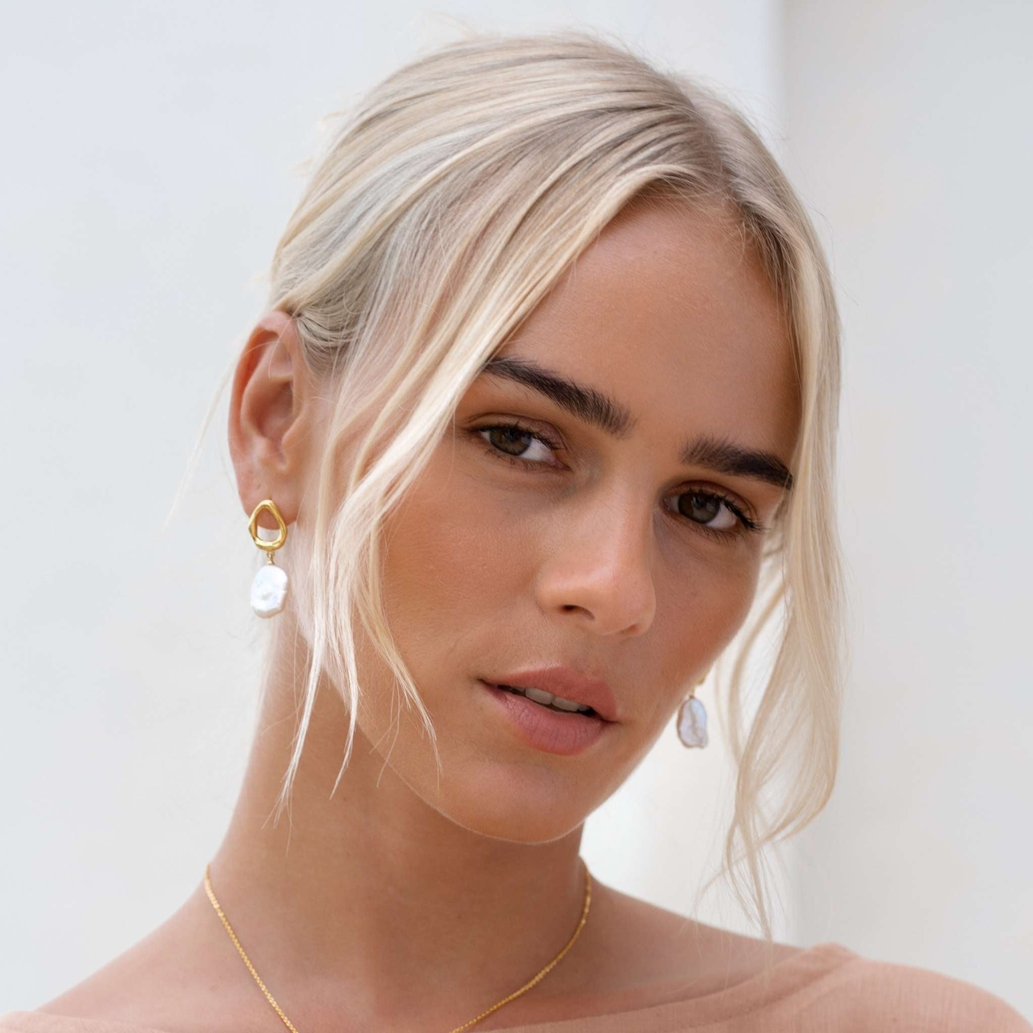 Keshi Pearl Earrings Silver - Adriana | Linjer Jewelry