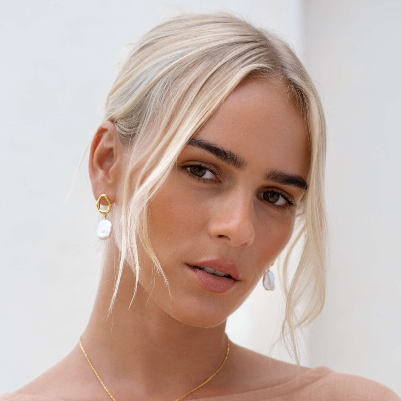 Keshi Pearl Earrings Silver - Adriana | Linjer Jewelry