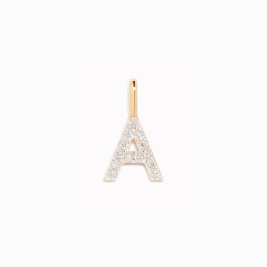 Diamond Initial Pendant 14k Gold - A with brilliant diamonds displayed on a clean white background