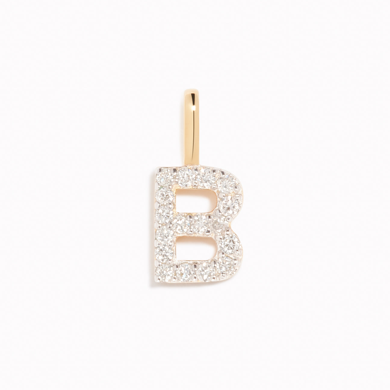 14k Yellow Gold Initial Letter B Pendant - Diamond Accent Disc Charm For Necklace - View #4
