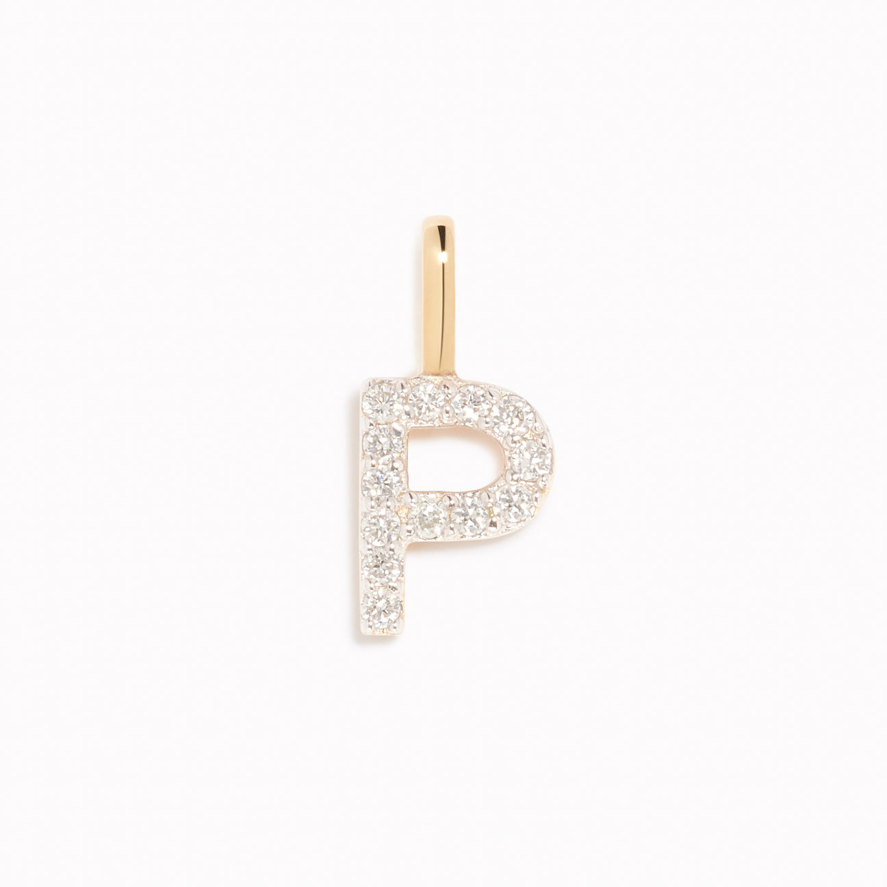 Lab Grown Diamond Initial Pendant 14k Gold - P | Linjer Jewelry